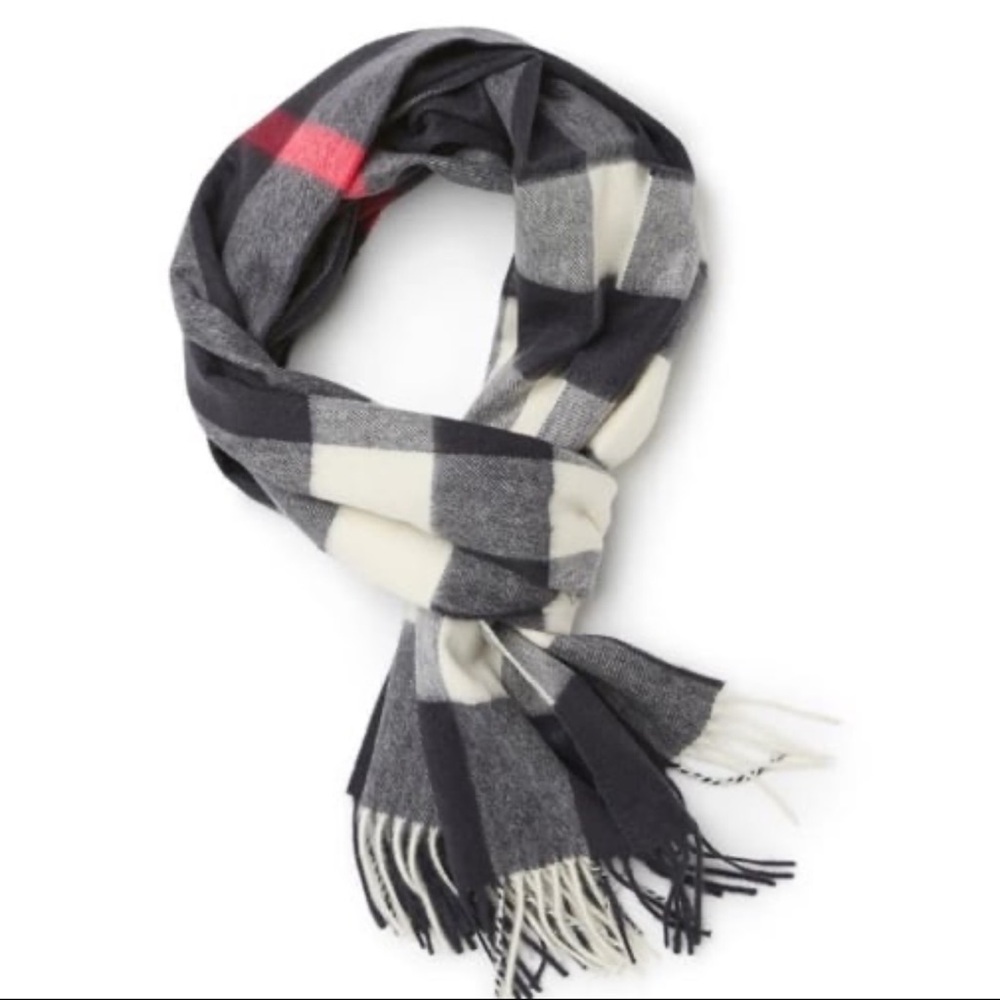 Burberry Black and White Checkered Scarf
